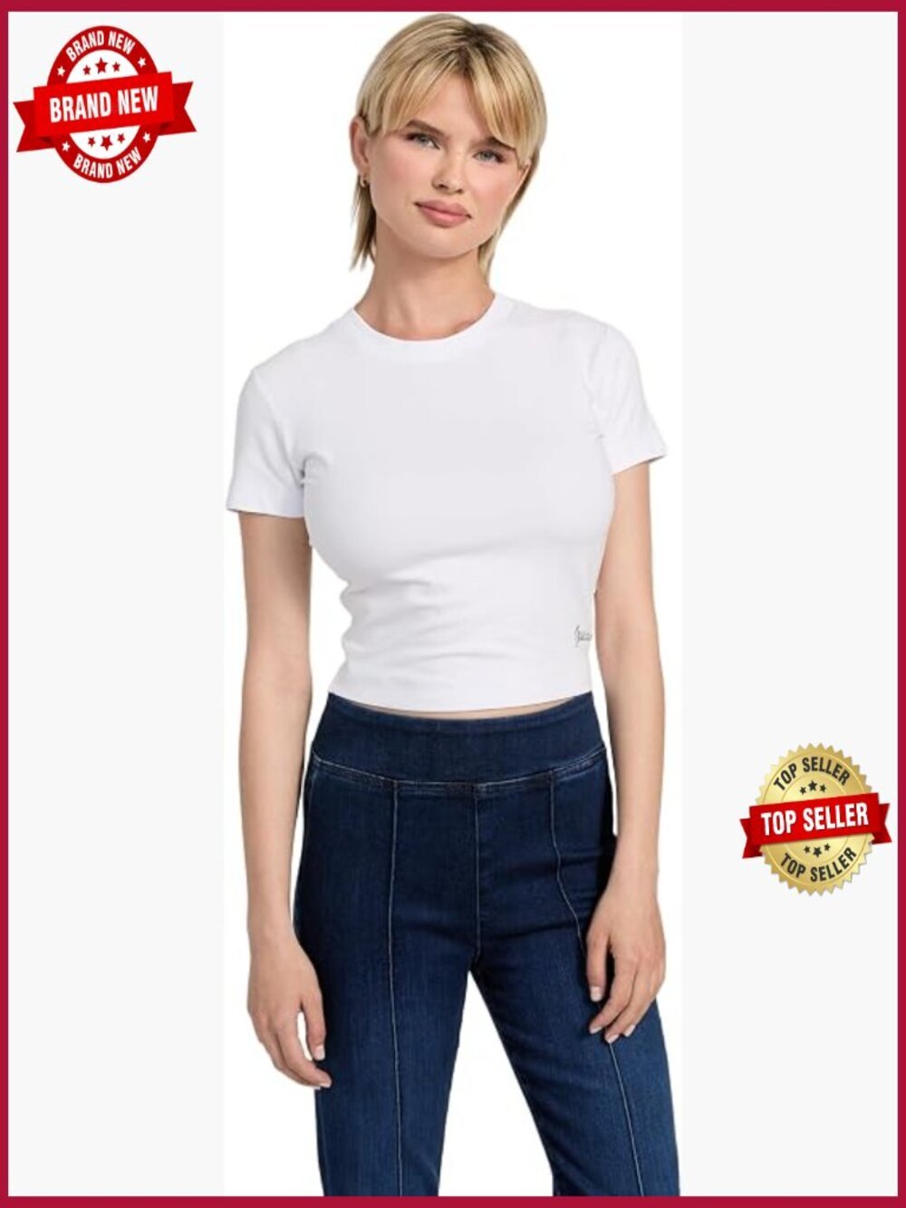 Eco Short Sleeve Basic Mini Logo Tee Crew Neck Fitted T-Shirt